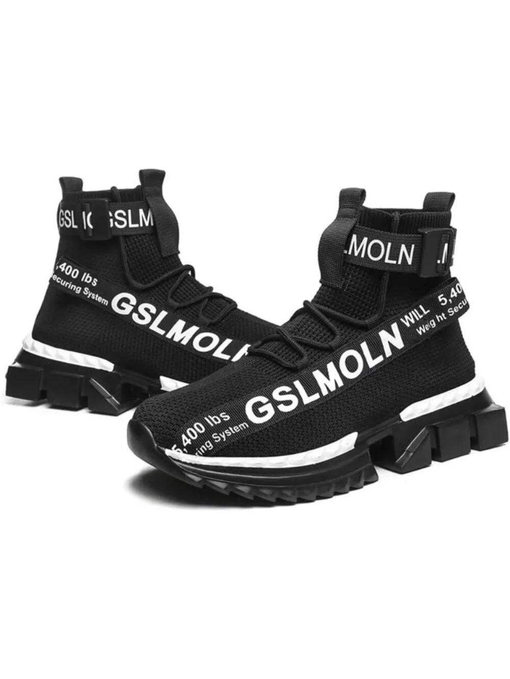 🆕Men's Black High Top Sneakers Breathable Gym Athletic Running Walking Tennis